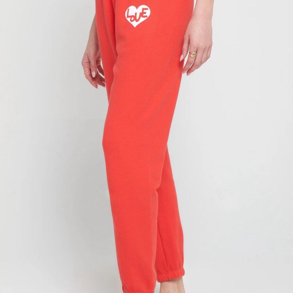 Spiritual Gangster Orange Jogger Pants with White Heart Logo - Picture 3 of 4